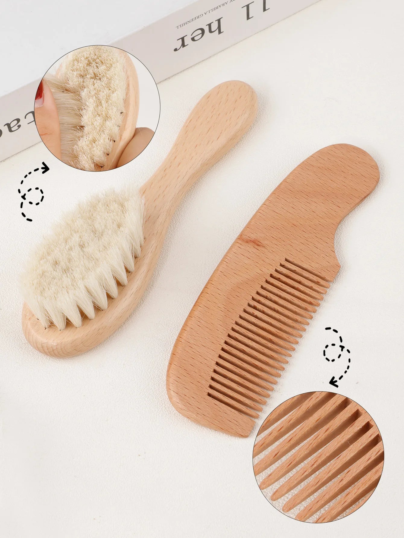 Kit brosse bébé & peigne – bois naturel, dès la naissance | Atelier Bébé