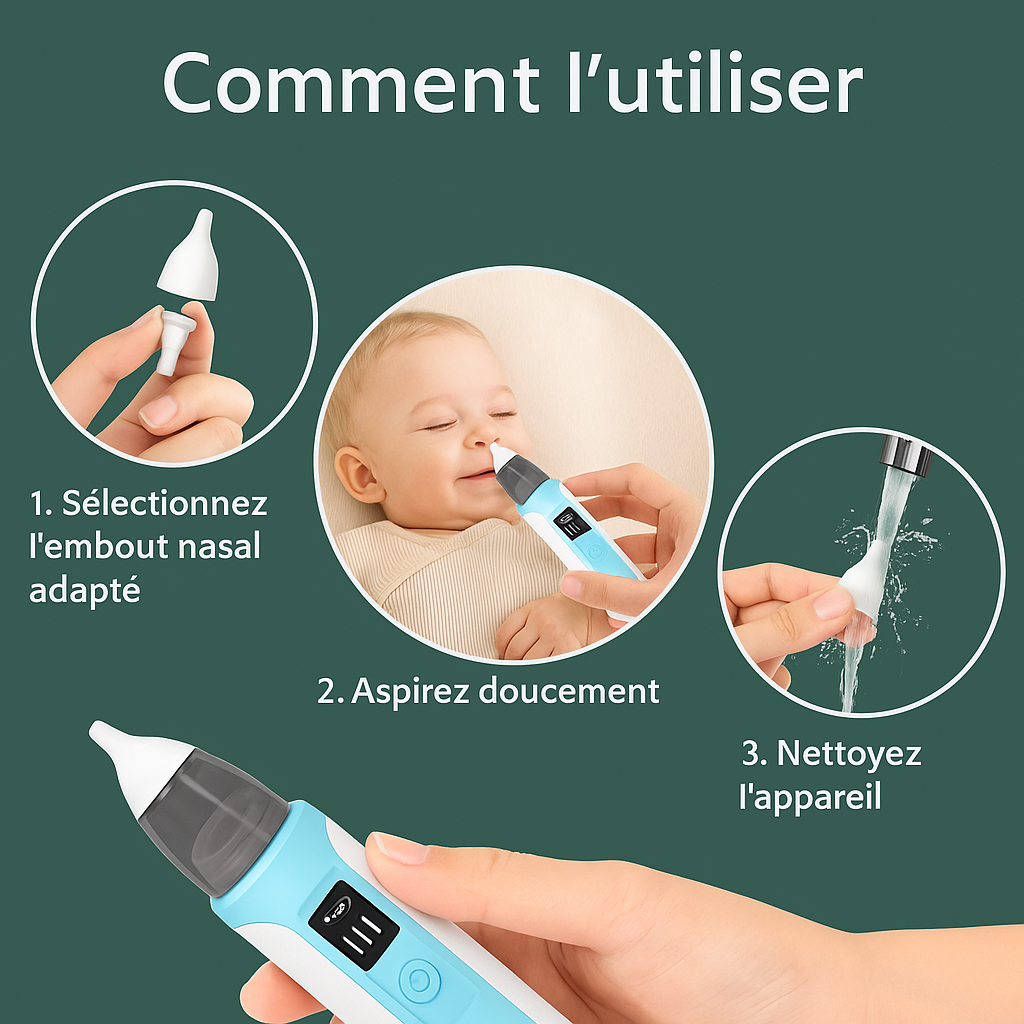 Nettoyeur de nez bébé – mouche-bébé électrique, hygiénique & lavable | Atelier Bébé