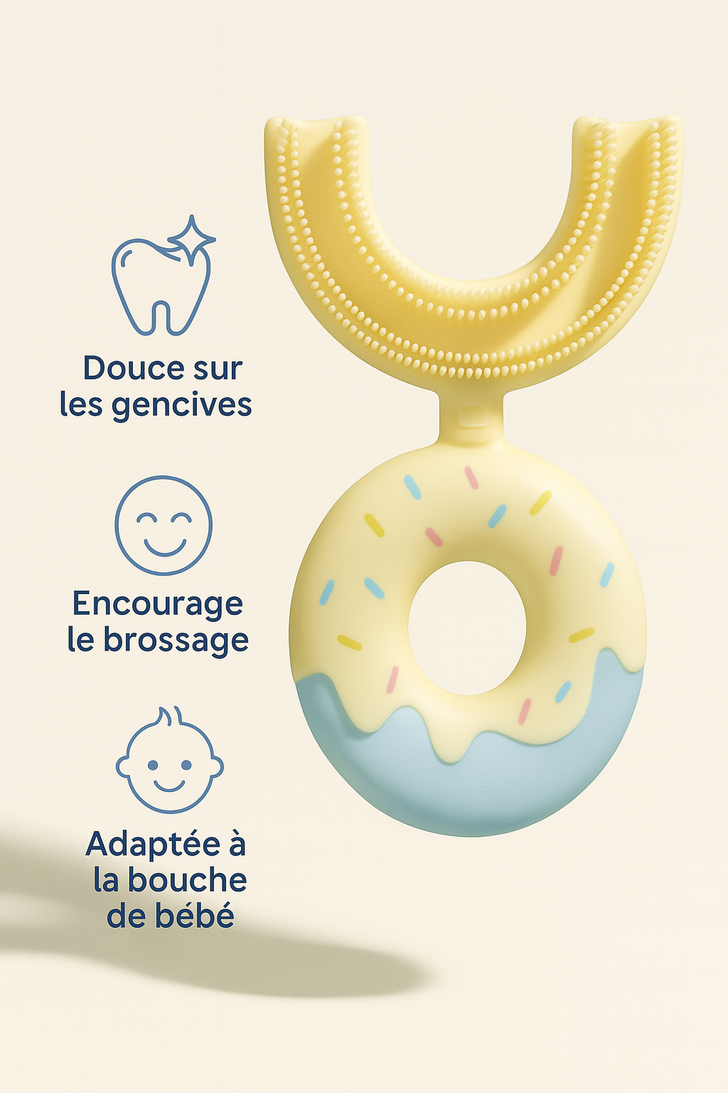 Brosse à dents bébé en U – silicone souple, apprentissage 360°, 1–5 ans | Atelier Bébé