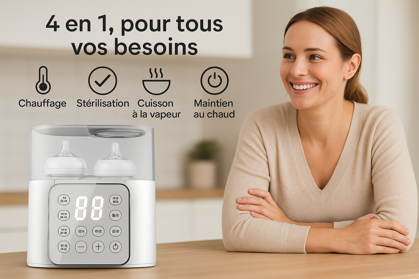 Chauffe-biberon & stérilisateur 2 en 1 – Prêt à l’emploi en quelques minutes