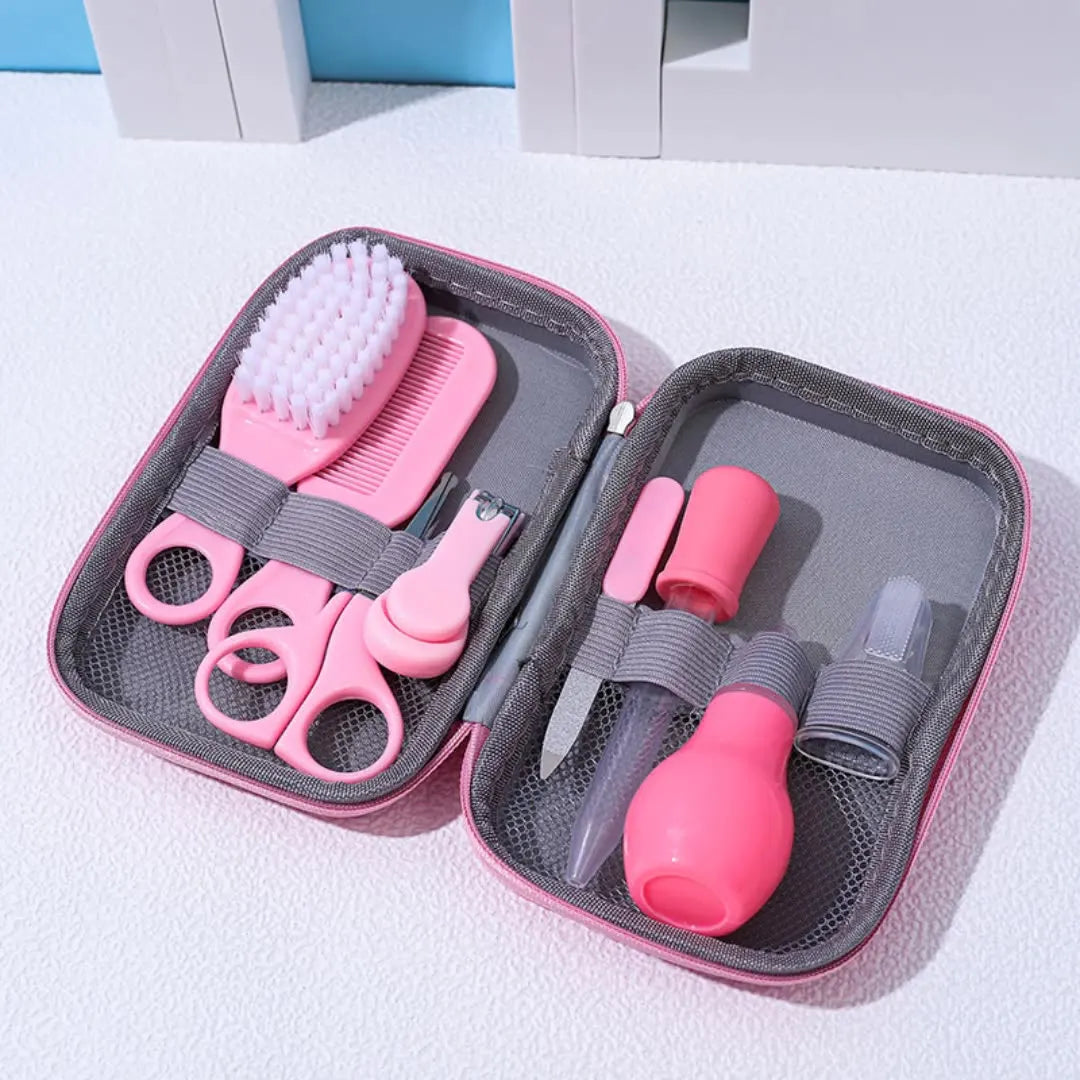 Trousse de toilette bébé bleu/rose – rangement soins & change | Atelier Bébé