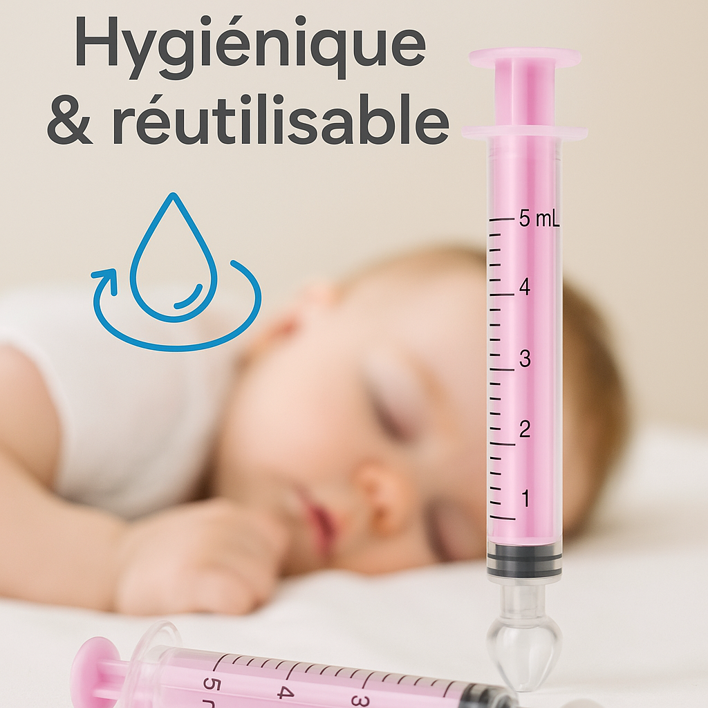 Seringues médicaments bébé – lot de 2, graduations fines 5 ml | Atelier Bébé