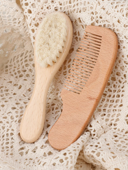 Kit brosse bébé & peigne – bois naturel, dès la naissance | Atelier Bébé