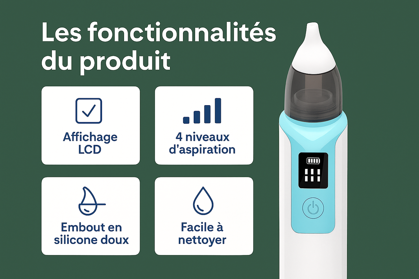 Nettoyeur de nez bébé – mouche-bébé électrique, hygiénique & lavable | Atelier Bébé