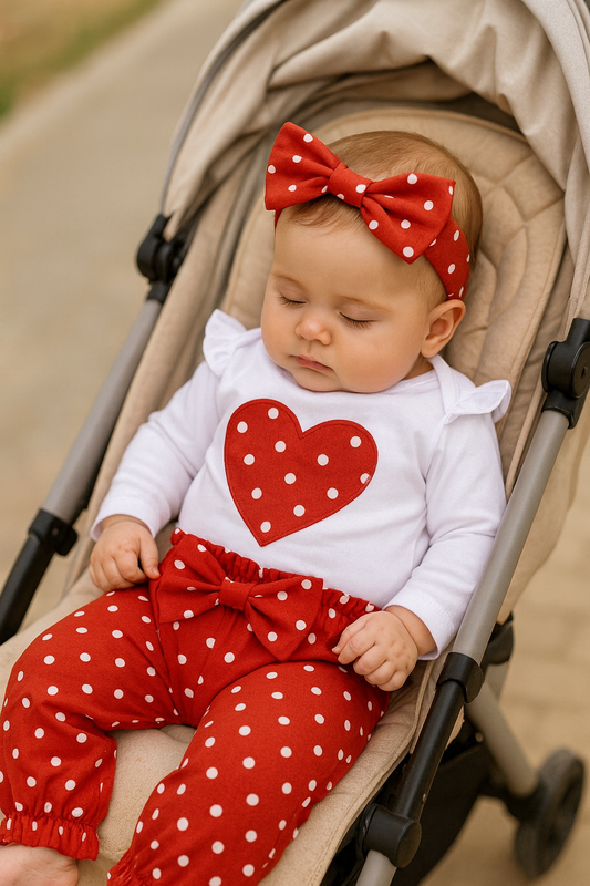 Ensemble bébé motif cœur – set 2 pièces, confortable, 0–18 mois | Atelier Bébé